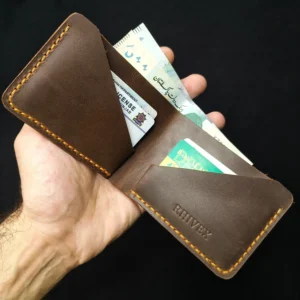 RHIVEX handcrafted full grain leather bifold wallet Pakistan
