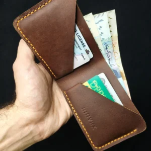 RHIVEX handcrafted full grain leather bifold wallet Pakistan