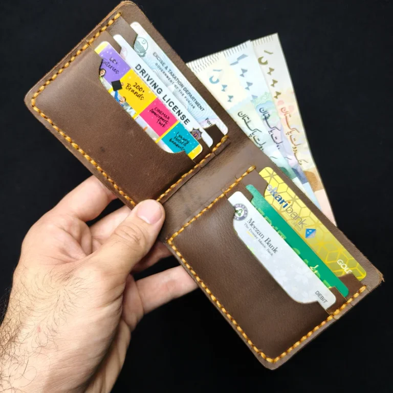 RHIVEX handcrafted full grain leather bifold wallet Pakistan