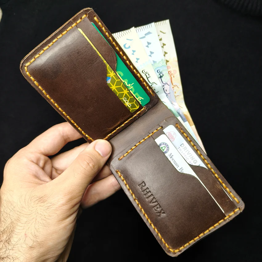 RHIVEX handcrafted full grain leather bifold wallet Pakistan