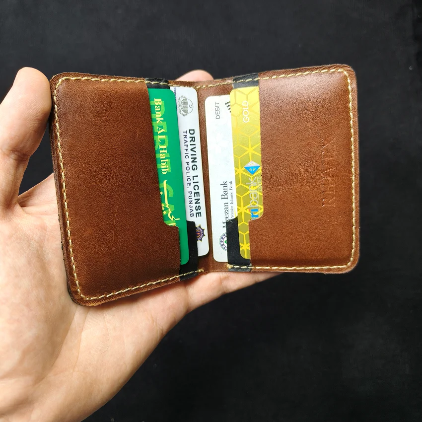 RHIVEX handcrafted full grain leather bifold wallet Pakistan